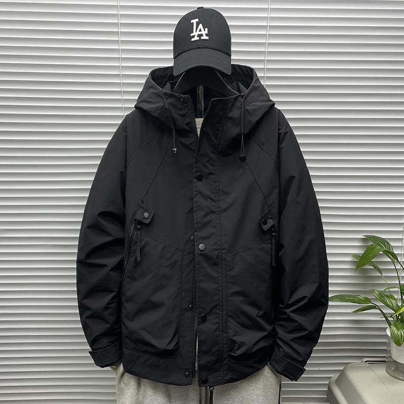 

Новая куртка-пуховик осень-зима новая свободная куртка с капюшоном студенческая рабочая куртка мужская куртка L