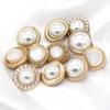 10pcs Pearl Gold Metal Women Coat Buttons For Clothing Vintage Sweater Decorative Buttons Quality Sewing Accessories