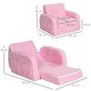 2-in-1 Kids Armchair, Toddler Sofa Bed, with Wood Frame, for Bedroom, Playroom - Pink