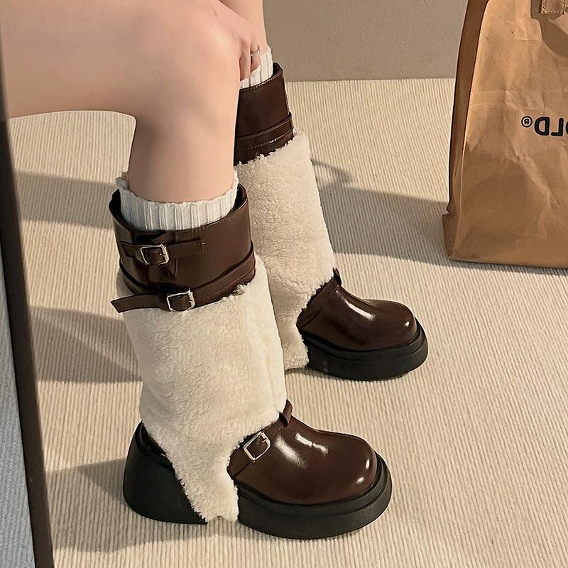 

Осенью и зимой 2024 года новый модный и универсальный съемный чехол Mao Mao, европейский и американский круглый носок, толстый средний каблук, ниша 40 коричневый