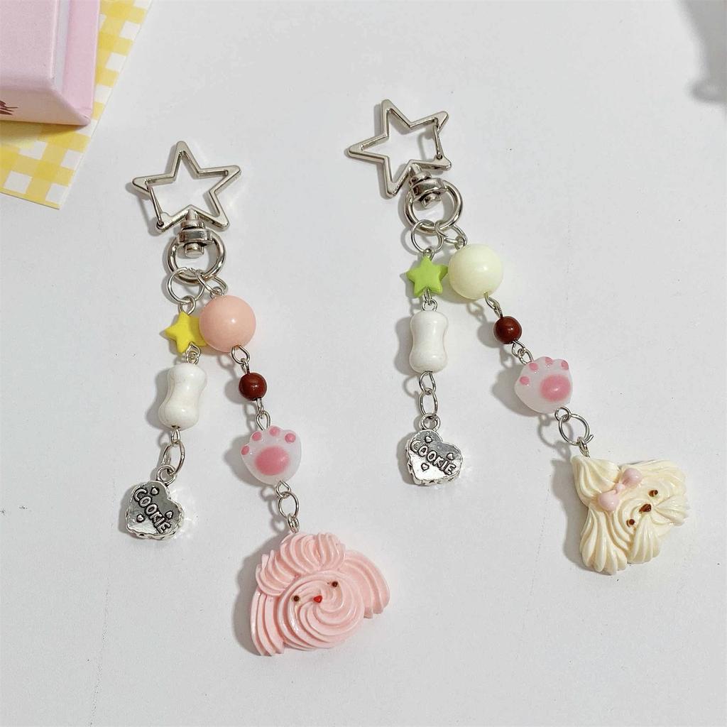 Resin Puppy Bead Pendant Keychain Trendy Earphone Case Charm Accessory Fashionable Phone Chain for Women and Girls