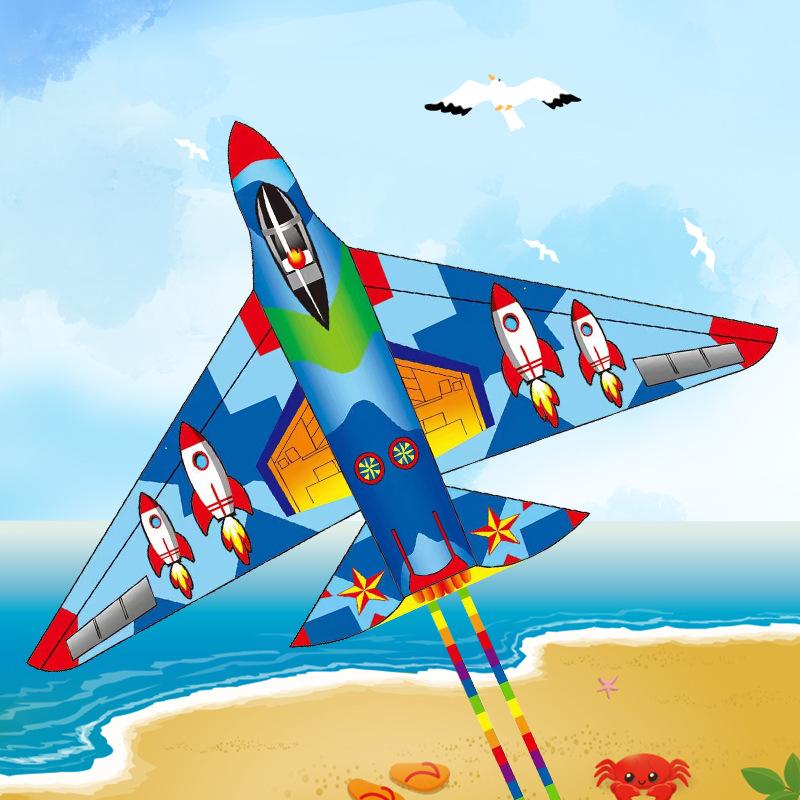 Fighter Jet Kite for Kids Giant Airplane Shape with Vibrant Colors 120cm Size Long Tail for Park and Beach Play