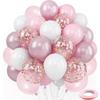 GOORAIFU Balloon Confetti 30pcs 12-inch with Ribbon for Birthday Party Wedding Decoration Pink
