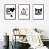 Cute Owl Cat Black and White Wall Animal Canvas Painting Decorative Hanging Painting Cuadros Decoracion Salon Minimalist Art