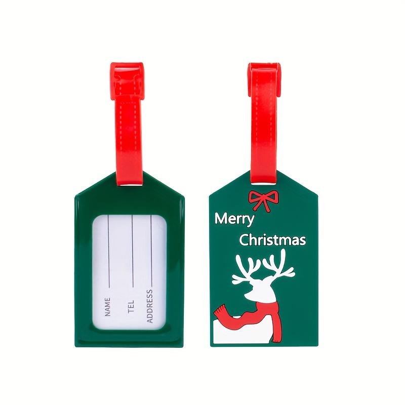 2 Pcs Christmas Themed Luggage Tags High Frequency Pressed PVC Material Travel Box ID Label with Cute Cartoon Design