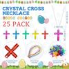 Barydat 50 Pcs Religious Toys 25 Mini Jesus Figurines Colored Tiny Pocket Jesus Dolls 25 Plastic Crystal Cross Necklace for Rel