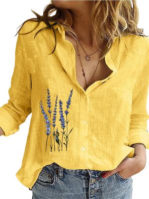 Modă Femei Cămașă Mânecă Lungă Top Larg Bumbac In Doamne Bluze Casual cu Imprimeu