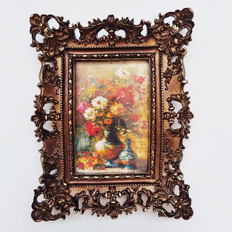 European Carved Resin Photo Frame with Irregular Texture - Home Decor for Living Room or Bedroom