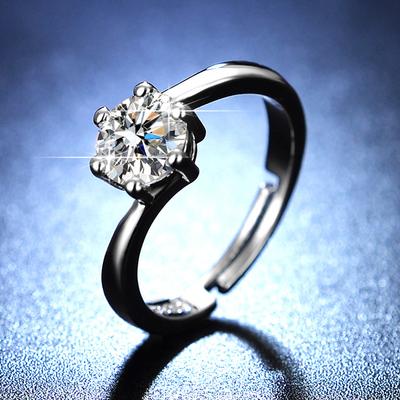 Classic Twisted Arm Six-claw Ring Simulation Moissanite Ring for Women