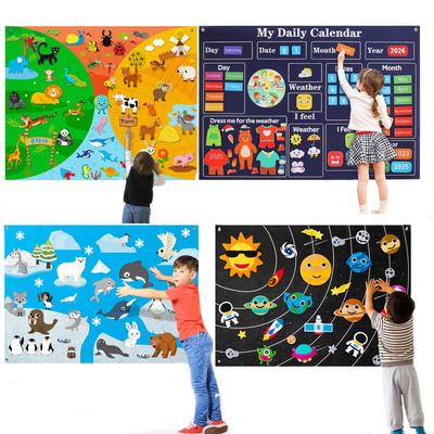Plstěný příběhová rušná tabule pro batolata předškoláky kalendář/zvířata/tématika sluneční soustavy rané učení vyprávění interaktivní hra