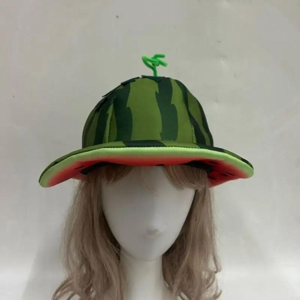 Cute Wide Brims Sun Hat Creativity Bucket Hat Watermelon Headgear Watermelon Hat Halloween Party