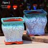 Creative Handmade Coarse Pottery Terracotta Pot - Large Square Glossy Glazed Planter with Low Breathable Rim for Succulents and Pothos