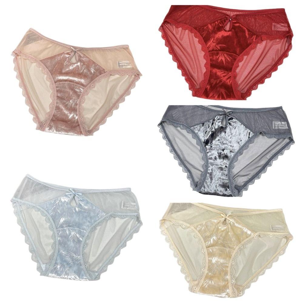 Transparent Lace Mesh Panties Chinese Style Underwear for Women Seamless Briefs Gifts