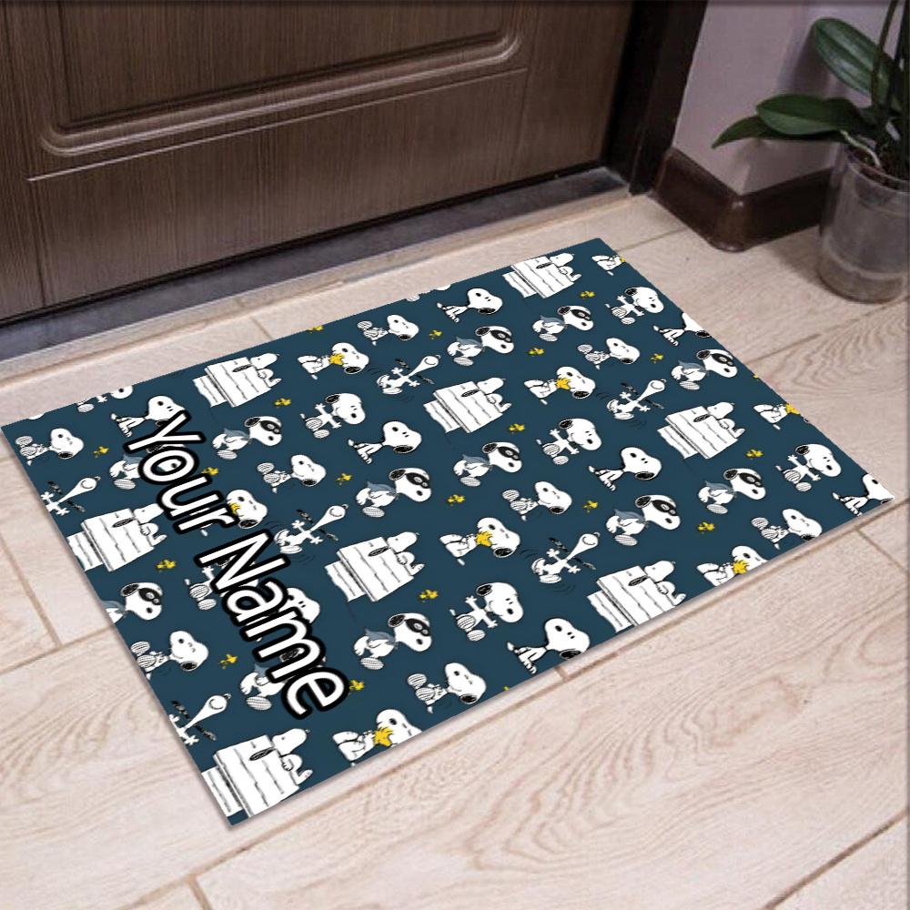 Custom Name Snoopy Printed Carpet, Rug for Office Chair Living Room Bedroom Kitchen Room Decor Gifts.