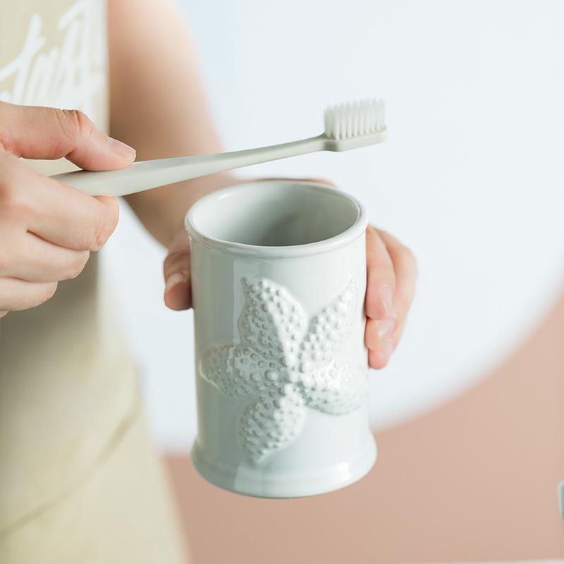 Étoile de mer européenne Accessoires de salle de bain Étoile de mer ménagère Céramique Gobelet de lavage Distributeur de savon Porte-savon Organisateur de salle de bain Nouveau