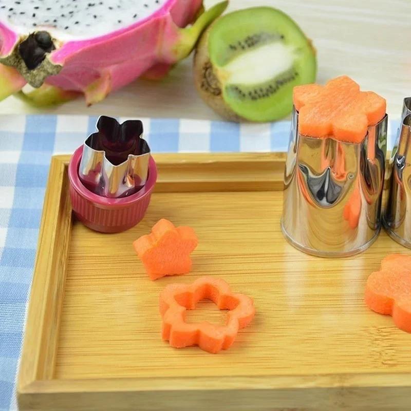 1Set Kitchen Portable Tools Stainless Steel Puzzle Fruit Vegetable Cutter Kitchen Mold Flower Shape Cooking Pastry Accessories