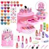 Bloranda 53-Piece Kids Washable Makeup Kit with Unicorn Vanity Case, Real Cosmetic Playset for Girls