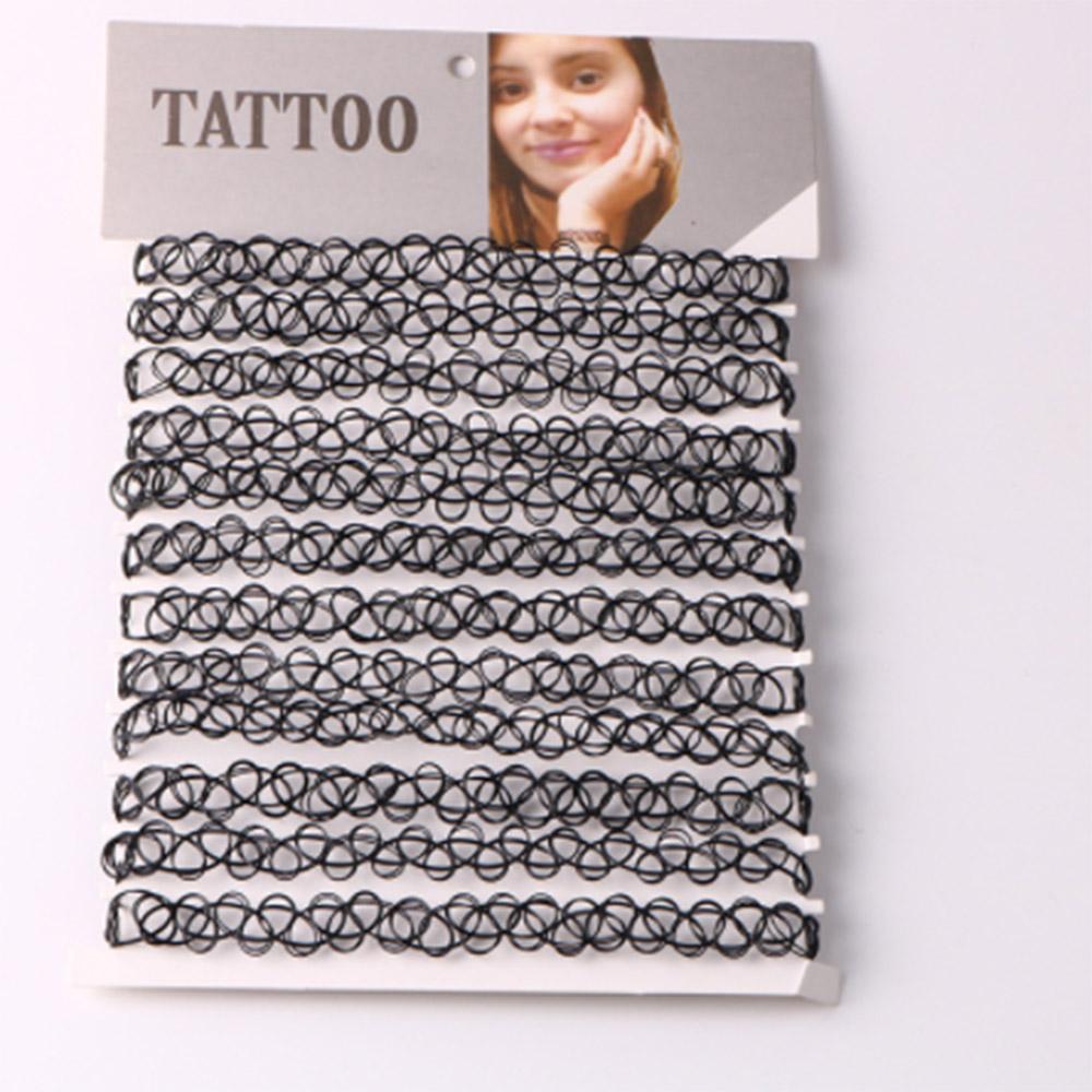 12pcs Hot Sale Vintage Chokers Necklaces For Women Stretch Tattoo Necklaces Elastic Chocker Simple Trendy Girls Short Pendant