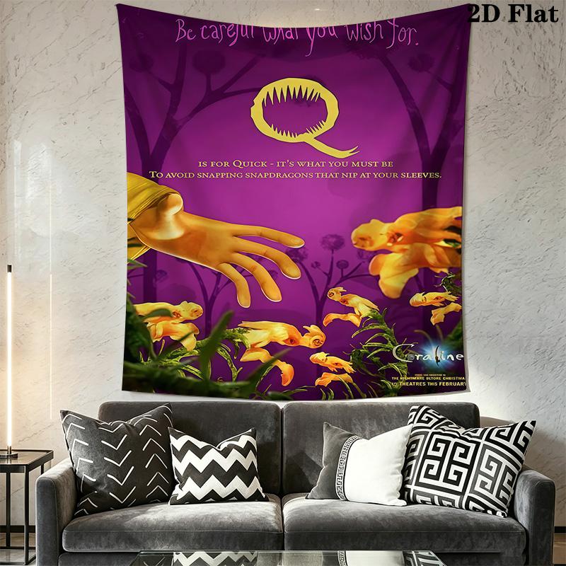 Coraline Tale Darkness Wonder Tapestry Wallmounted Fashion Print Homestay Soft Decoration Tapestry Atmospheric Background Cloth Christmas Gift