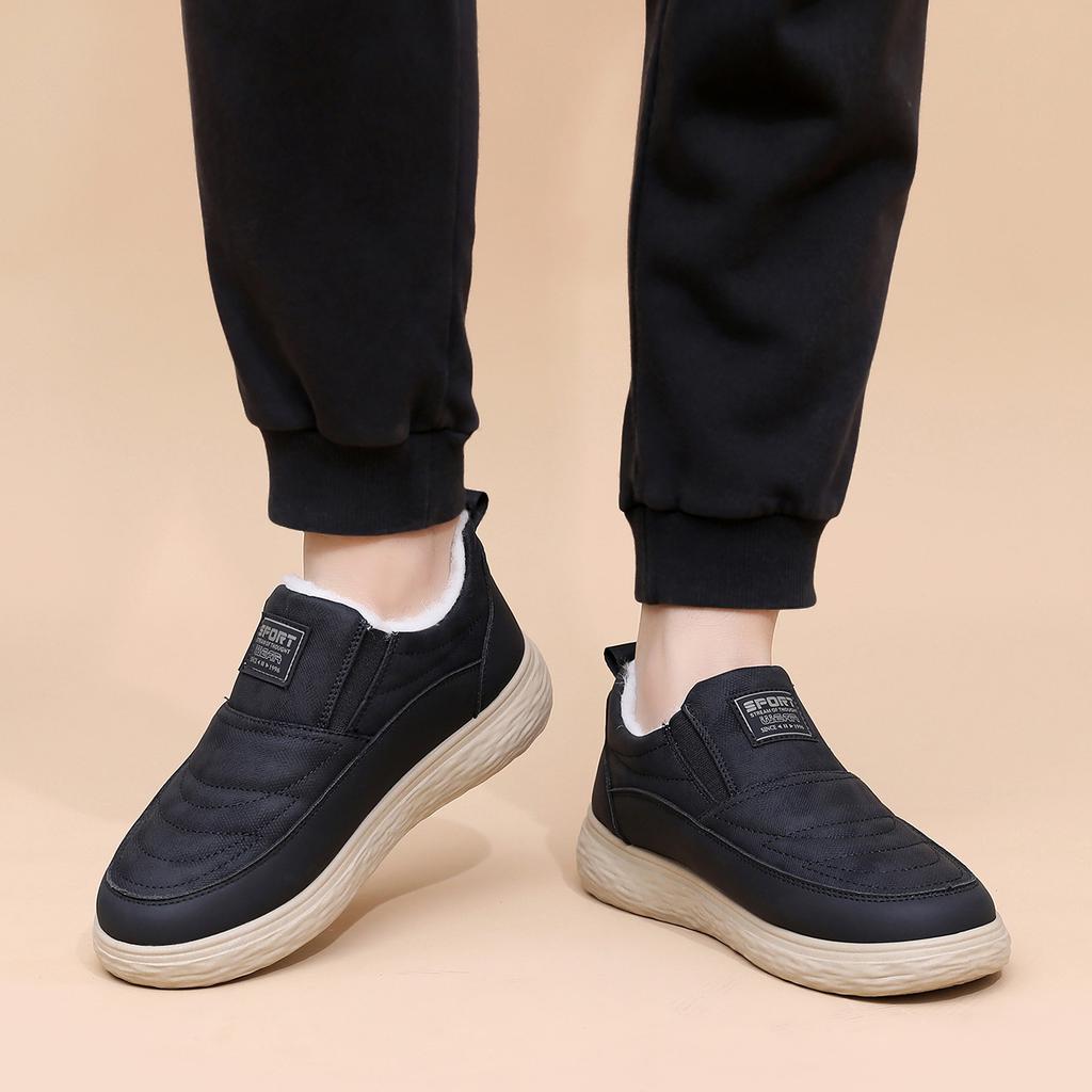 Herren Freizeitschuhe Warm Leichtgewicht Trainingsschuhe Winter Rutschfest Loafer Mit Kunstfell gefüttert Business Bequem Flauschig Outdoor Laufschuhe für Herren