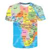 3D Printed World Fashion Map T Shirt Men's Harajuku Pattern Tees Summer Street Loose T-Shirts Short Sleeves