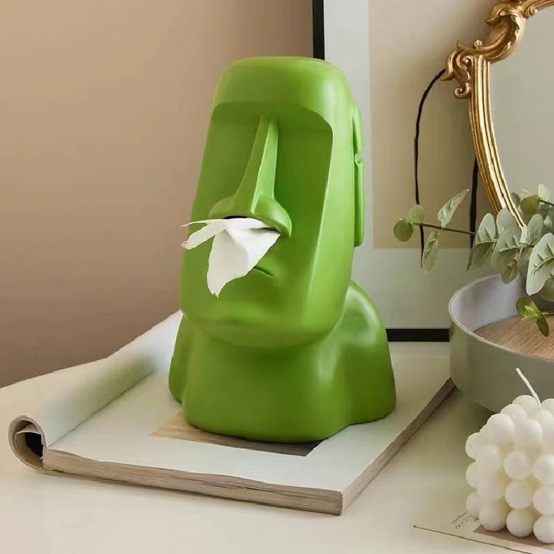 Box Tissue Moai Creative Table Living Room Fun Easter Household Supplies Storage