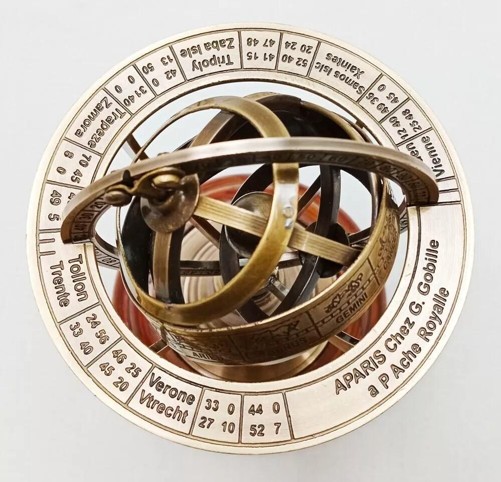 Nautyczna mosiężna sfera armilarna, Globus świata w stylu vintage, Armilarna na stół 5 cali.