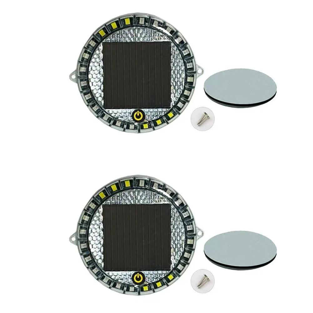 1/2Pc Solar Car LED Flashing Warning Light Round Indicator In-Night Caution Strobe Warning Light Running Lamp For All Vehicle