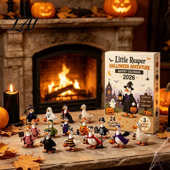 Halloween Advent Calendar 2026 with 24 Horror Ducks Figures Days of Theme Gift Box Countdown Acrylic for Adult Teens Kids Boys Girls Surprise Gifts