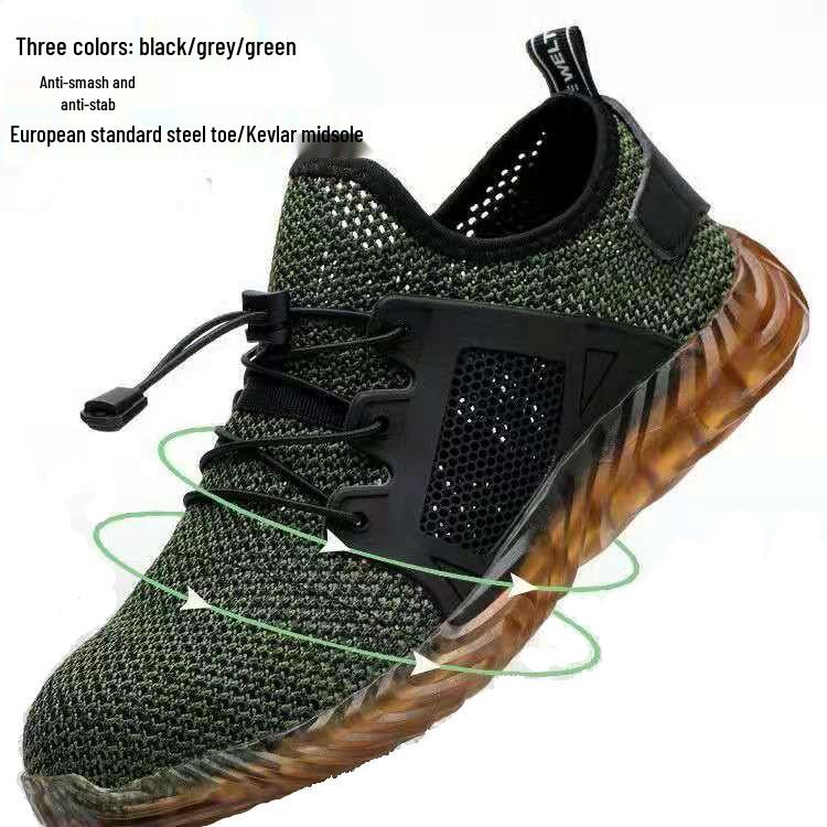 

Летняя защитная обувь с верхом из сетки: Воздухопроницаемый, противоударный, противопрокольный Black; 36