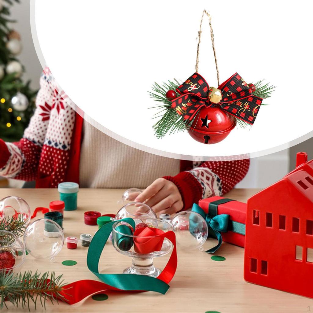 Christmas Bow with Bell Decoration Crafts Decorative, Small Xmas Door Hanger for