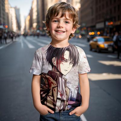 2024 Summer 4-14 Years Children's Kids Cool Boy Cute Girls Lightweight and Breathable Attack On Titan Print T-Shirt Tops