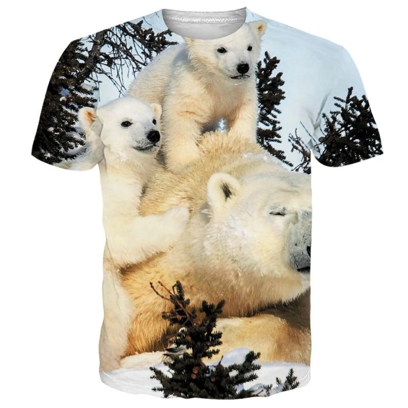 3D Digital Printing Men's Short Sleeves Polar Bear T-Shirt