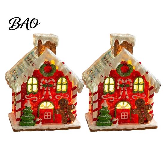 Indoor Festive Party Supplies 2Pcs Christmas Train Music Box with Rotating Light, Snow Village Carousel Holiday Decorative Ornaments Ornament,