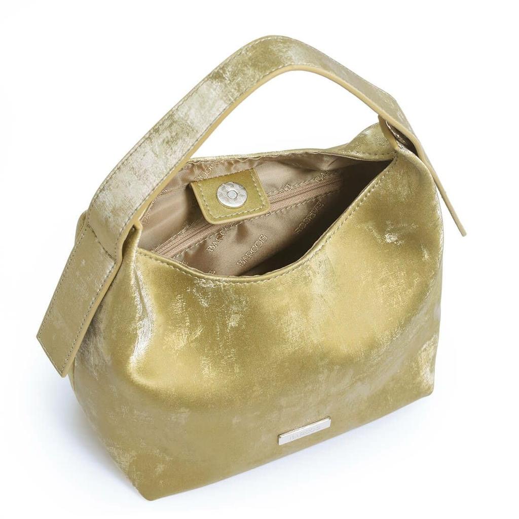 [Barcos] Silky Cowhide Leather 2-Way HandbagShoulder Bag, Small, Silver, Genuine Leather Bag with an Elegant Shine and Silky Feel