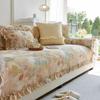 Cotton Removable Pastoral Flower Sofa Cover, Non-Slip And Anti-Grab Quilting Pad, Bay Window Sofa Towel, Universal Sofa Cloth For All Seasons