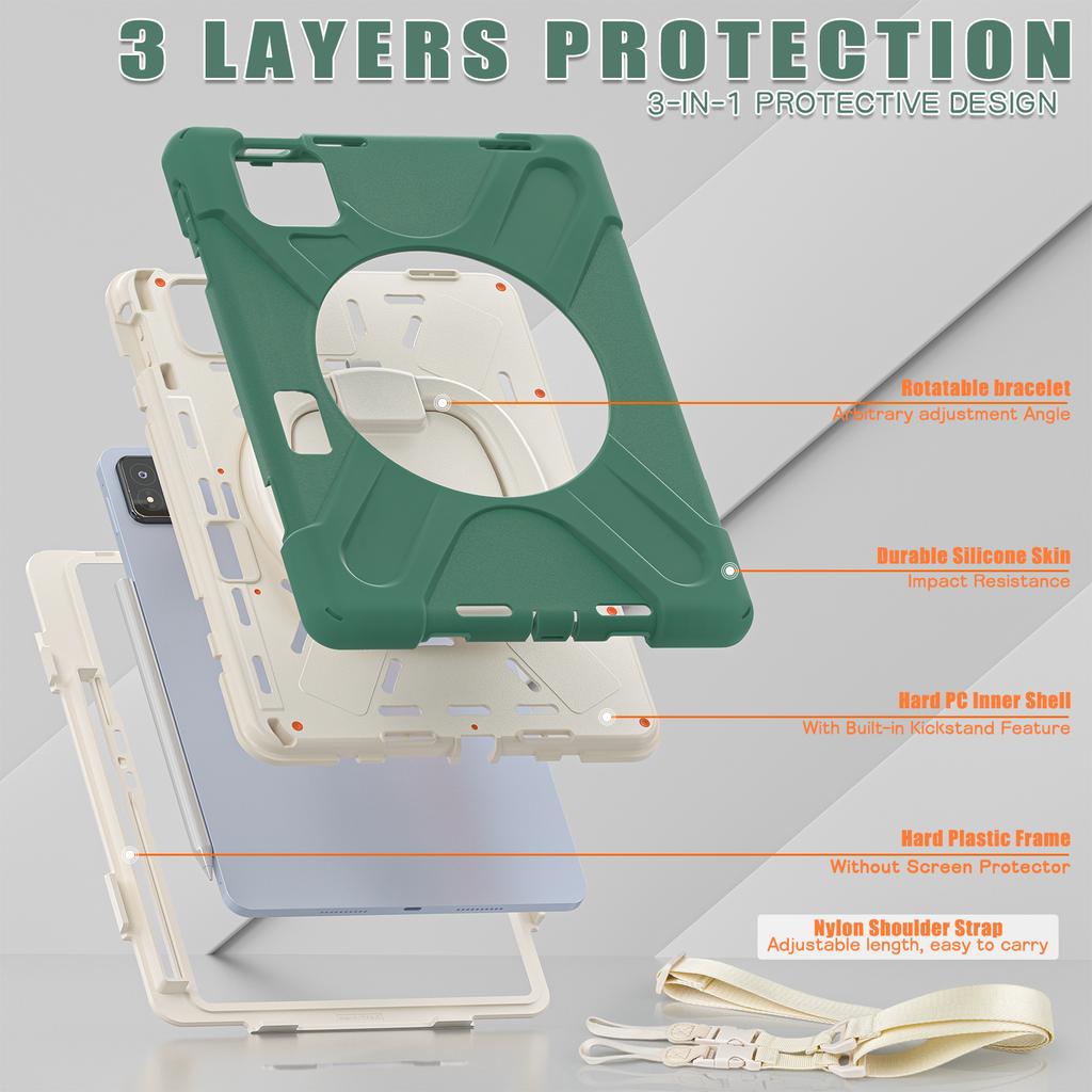 360 Rotating Kids Case Universal for Xiaomi Poco Pad X1 8 7 Pro 2025 2024 11.2 Armor Stand Cover with Handle Grip Shoulder Strap