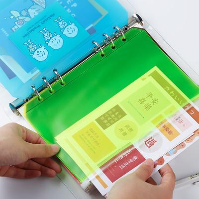 Carpeta con bolsillos A5/A6, carpeta de PVC, bolsa de hojas sueltas, carpetas coloridas con cremallera para cuaderno de 6 anillas, bolsa para archivar documentos