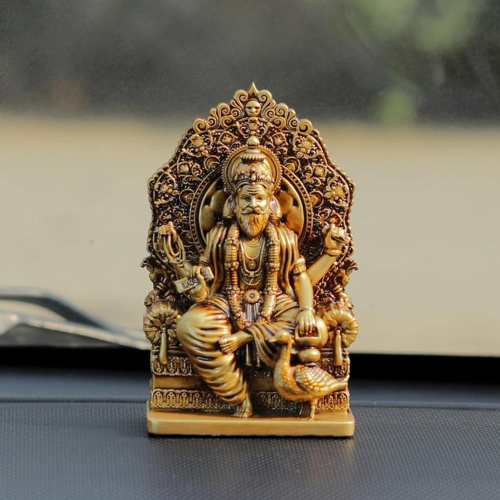 Lord Vishwakarma Idol Brahma Ji Murti Bhagwan Vishwakarma Murti for Car Dashboard and Home Decor (Vishwakarma Ji 4 Inch)