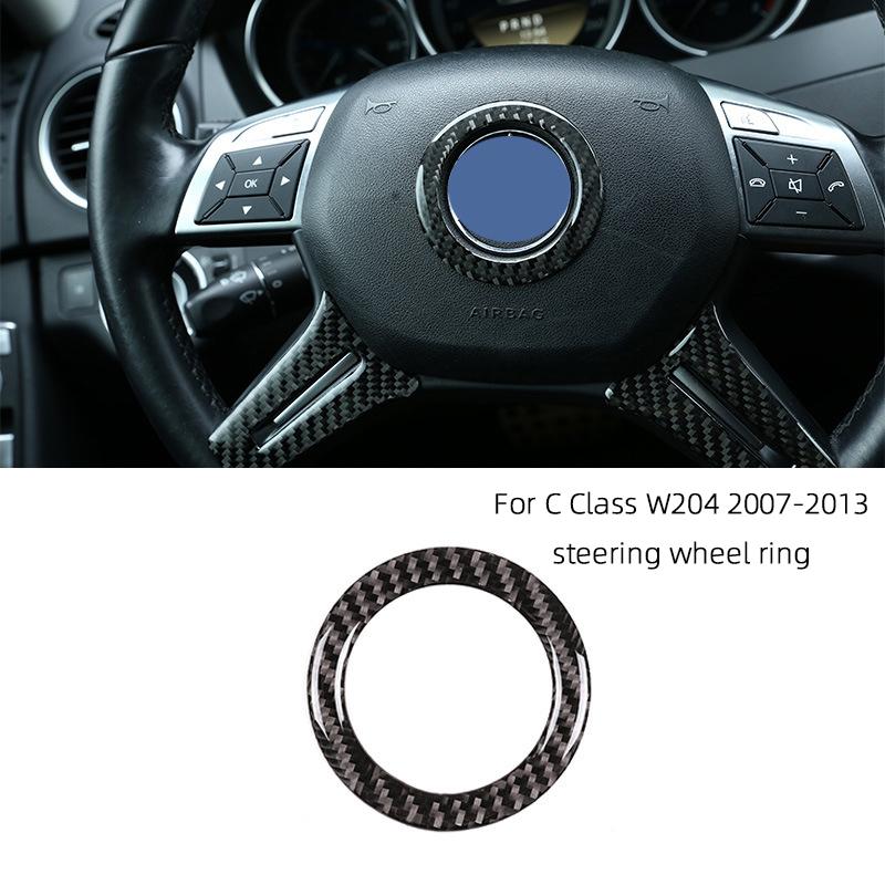 

For Mercedes Benz C Class W204 2007-2013 Carbon Fiber Soft Stickers Central Gear Shift Air Outlet Frame CD AC Water Cup Panel Steering Wheel Ring