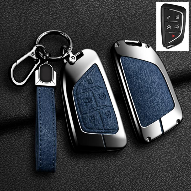 

Key Fob Cover Case For Cadillac For GMC Sierra Yukon 2023 2024 For Chevrolet Silverado 1500 Suburban Tahoe Alloy Leather Keychai