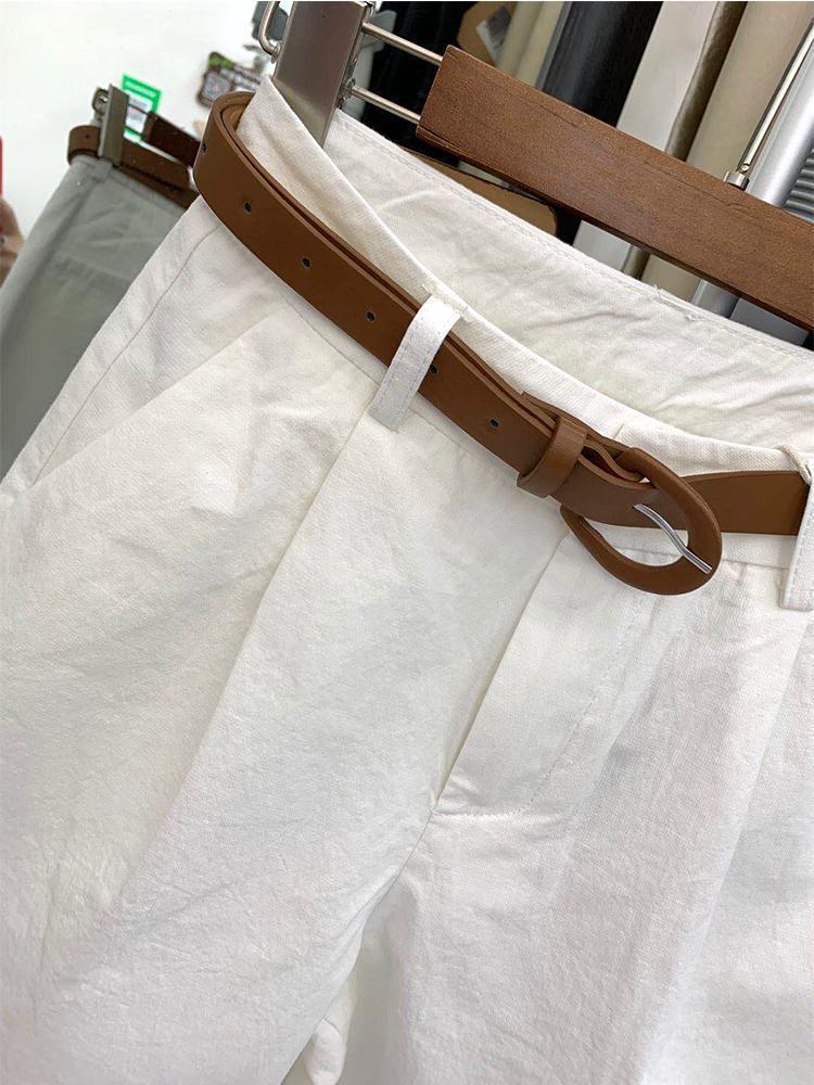 Women's High Waist Cotton Wide Leg Capris - Summer 2026 Korean Style Casual Shorts