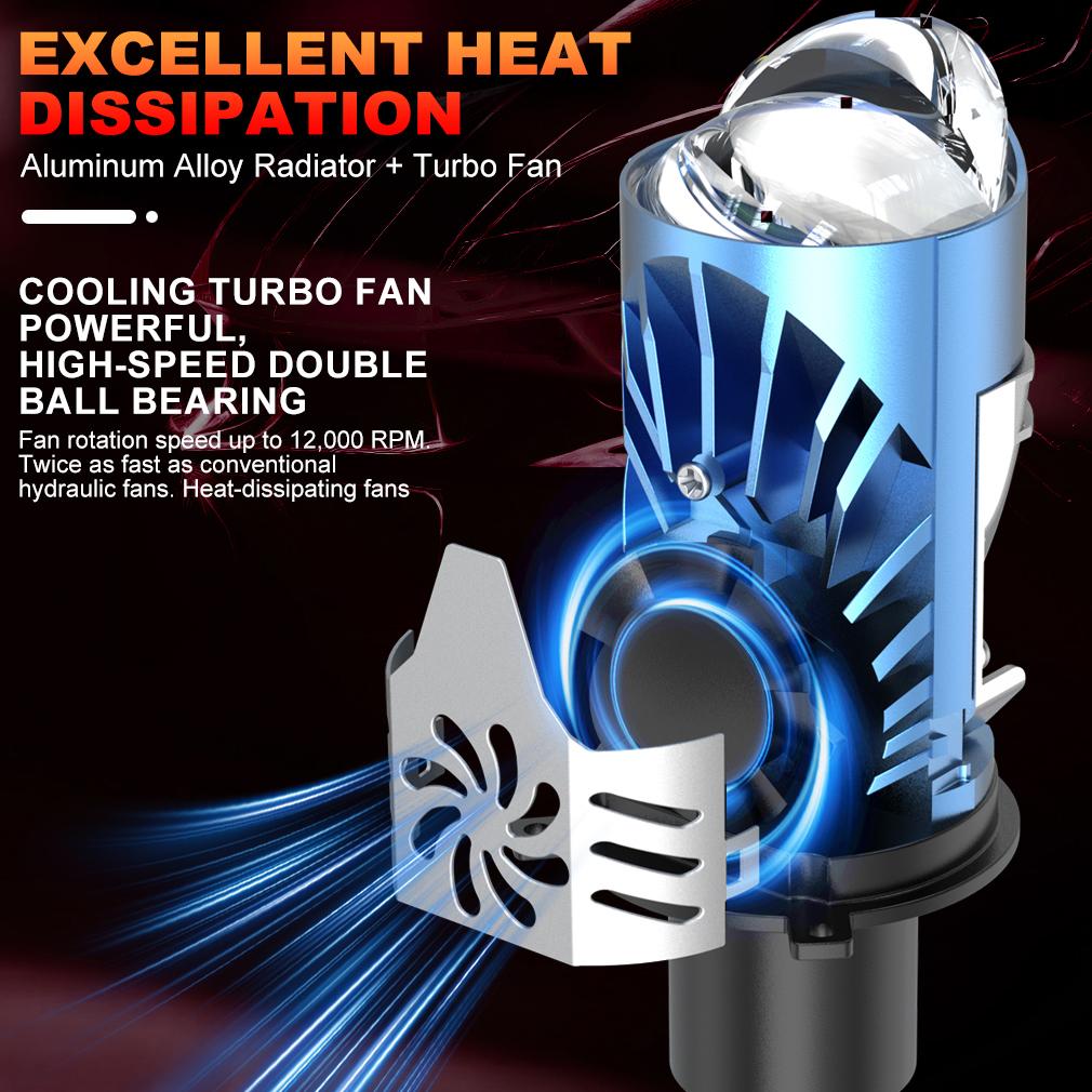 2 st H4 LED Dubbla Projektorstrålkastarlampor Canbus HB2 9003 LED Lins Strålkastare 100W 60000LM 6500K Billampor Hi/Low Beam för Auto Motorcykellampa LHD