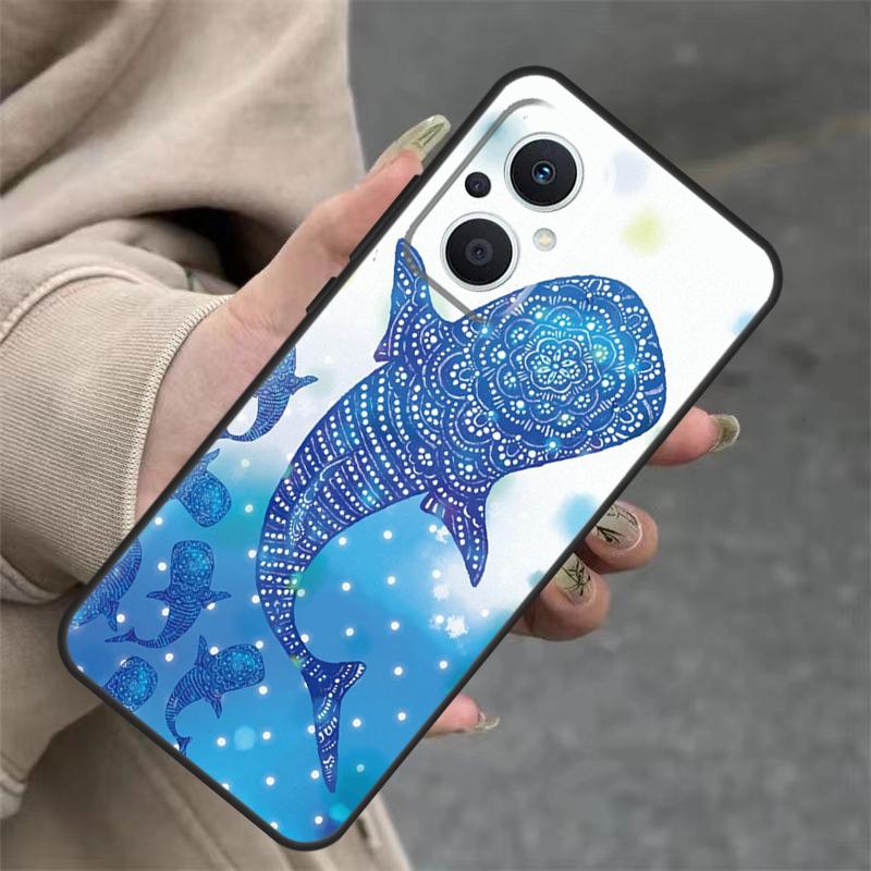 Cartoon Whale Case For OPPO Reno 14 10 11 12 13 Pro 11F 12F 13F 14F 7 8 Lite OPPO Find X9 X8 X5 Pro Cover