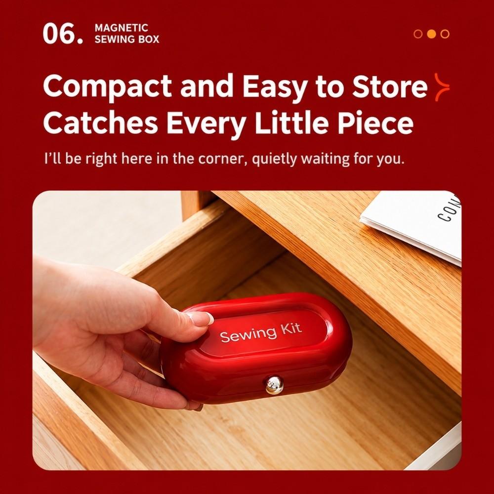Portable Magnetic Needle and Thread Box DIY Hand Sewing Tool Kit for Dormitories