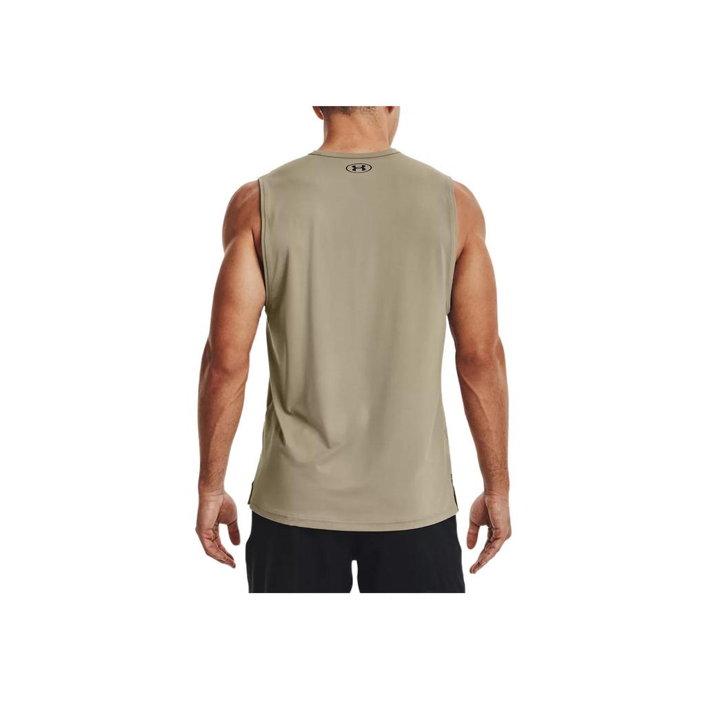 Under Armour Rush Series Energy Reflective Logo Solid Crew Neck Sleeveless Top Men Tops Beige 1366139-037