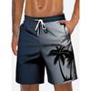 Gradientcolor 3D Coconut Tree Print Sport Waterproof Quickdry Men Kid Surfing Casual Outdoor Vacation Children Beach Short Pants