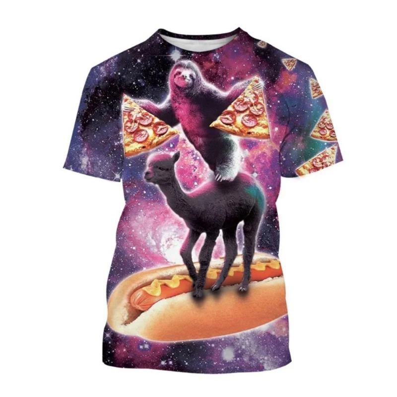 Hengyuan31 Heren T-shirt Grappig Dierenpatroon Korte Mouw Schattige Print Casual T-shirt Ronde Hals Top Street Fashion Zomer Herenkleding 4XL