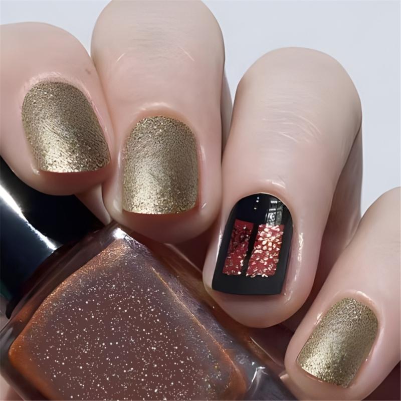 

24 Pcs Thanksgiving Press On Nails Autumn Artificial Nails Leaves Full Cover Stick on Nails Short Square False Nails 1