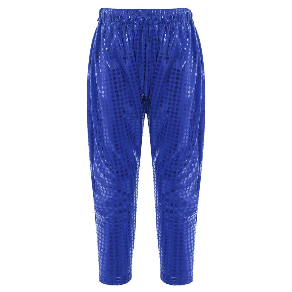 Pantaloni Street Dance Unisex per Bambini Vita Elastica Pantaloni a Carota Pantaloni Harun Pantaloni da Performance con Paillettes Lucide
